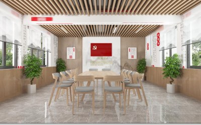 新中式党建教室3D模型下载